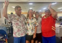 Crowd gathering at Roma Bowls Club