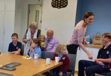 MARGARET Wichlacz with 90th Birthday cake at St. John’s Tea and Talk
